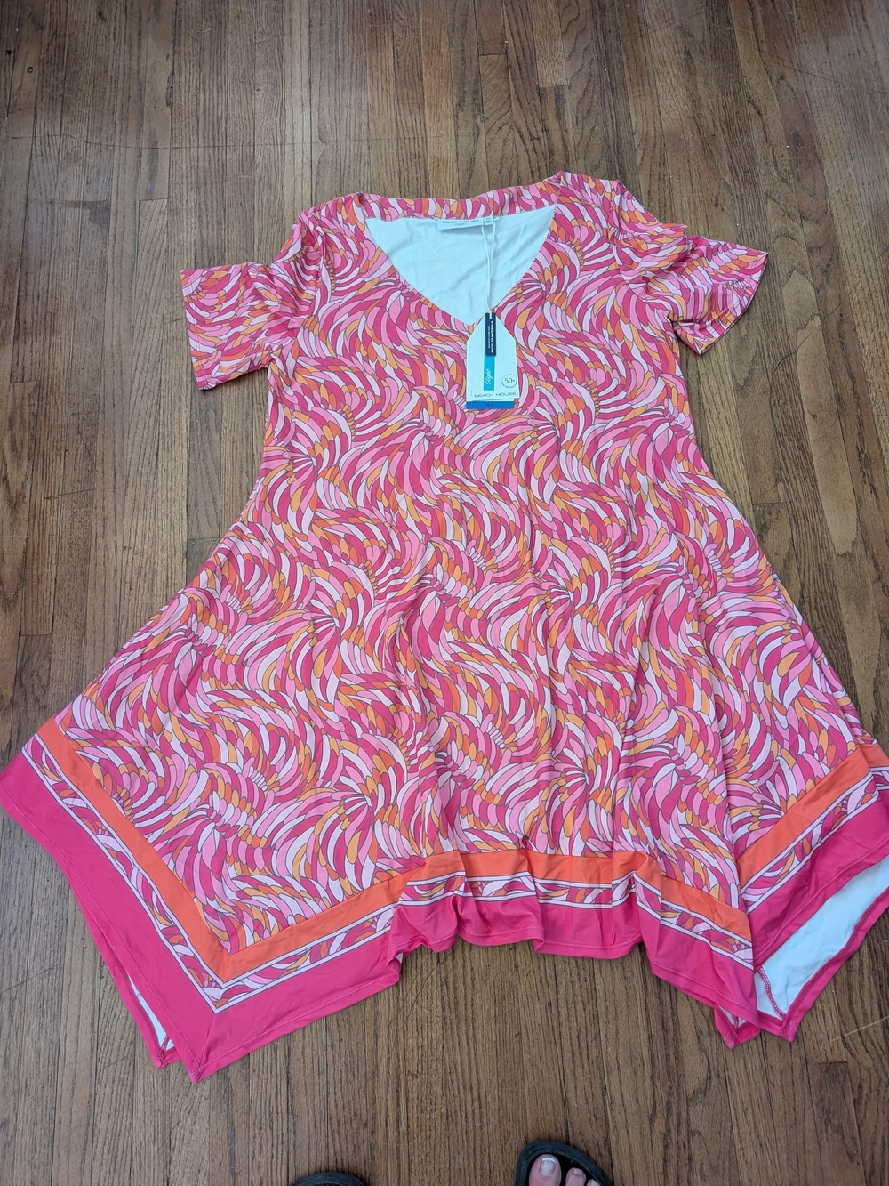 Beach House Style Bright Pinks V-neck Swim Dress NWT Size XL